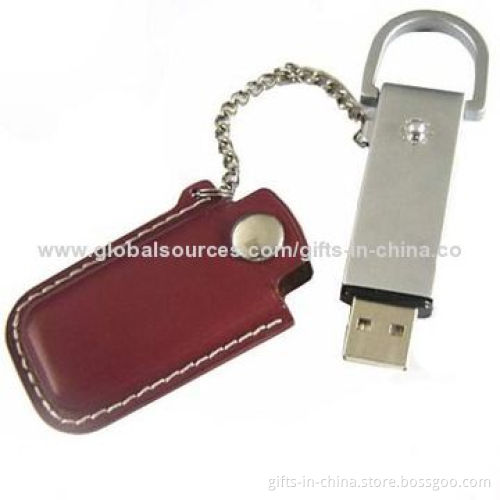 Leather USB Flash Drive, USB2.0 Interface and Memory Capacity